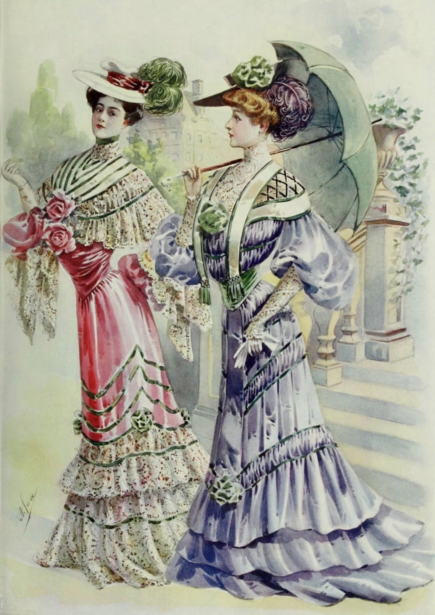 Latest Paris Fashions 1877 Toilettes de Casino Canvas Art - Unknown (24 x 36)