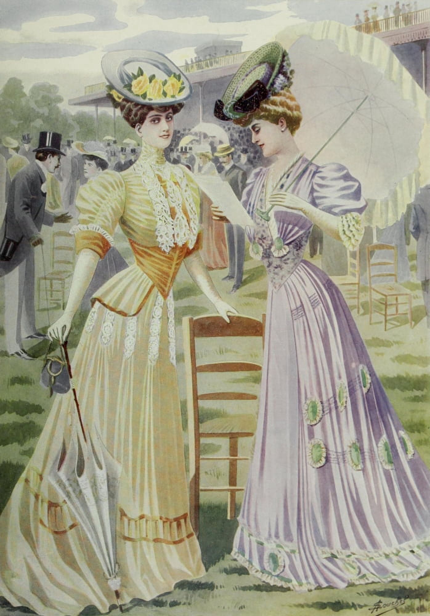 Latest Paris Fashions 1877 Toilettes de Grand Prix 1 Canvas Art - Unknown (24 x 36)