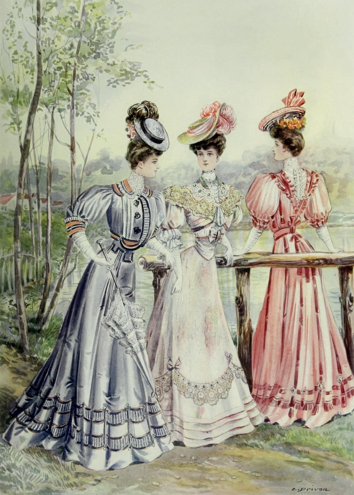 Latest Paris Fashions 1877 Toilettes de Grand Prix 3 Canvas Art - Unknown (18 x 24)