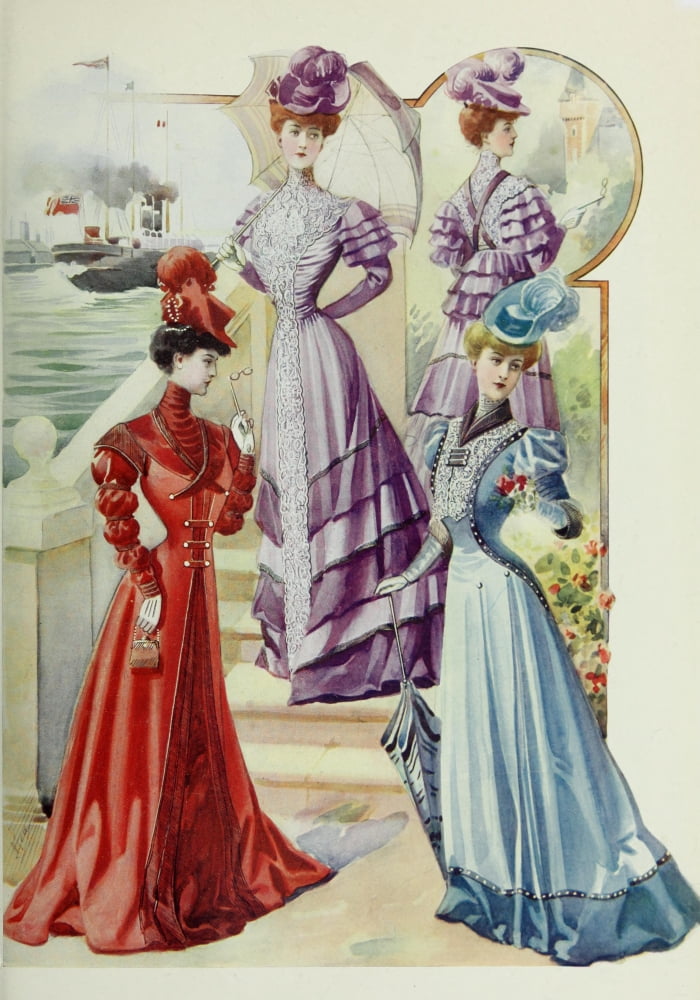 Latest Paris Fashions 1877 Toilettes de Monte Carlo Canvas Art - Unknown (24 x 36)