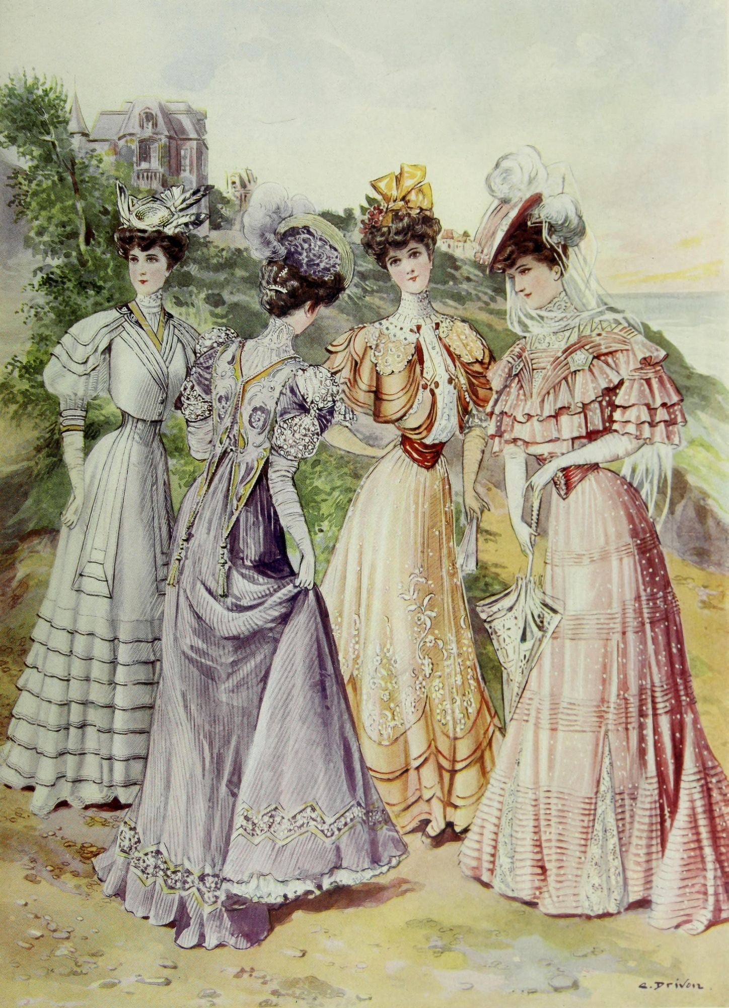 Latest Paris Fashions 1877 Toilettes de Plage 1 Canvas Art - Unknown (18 x 24)