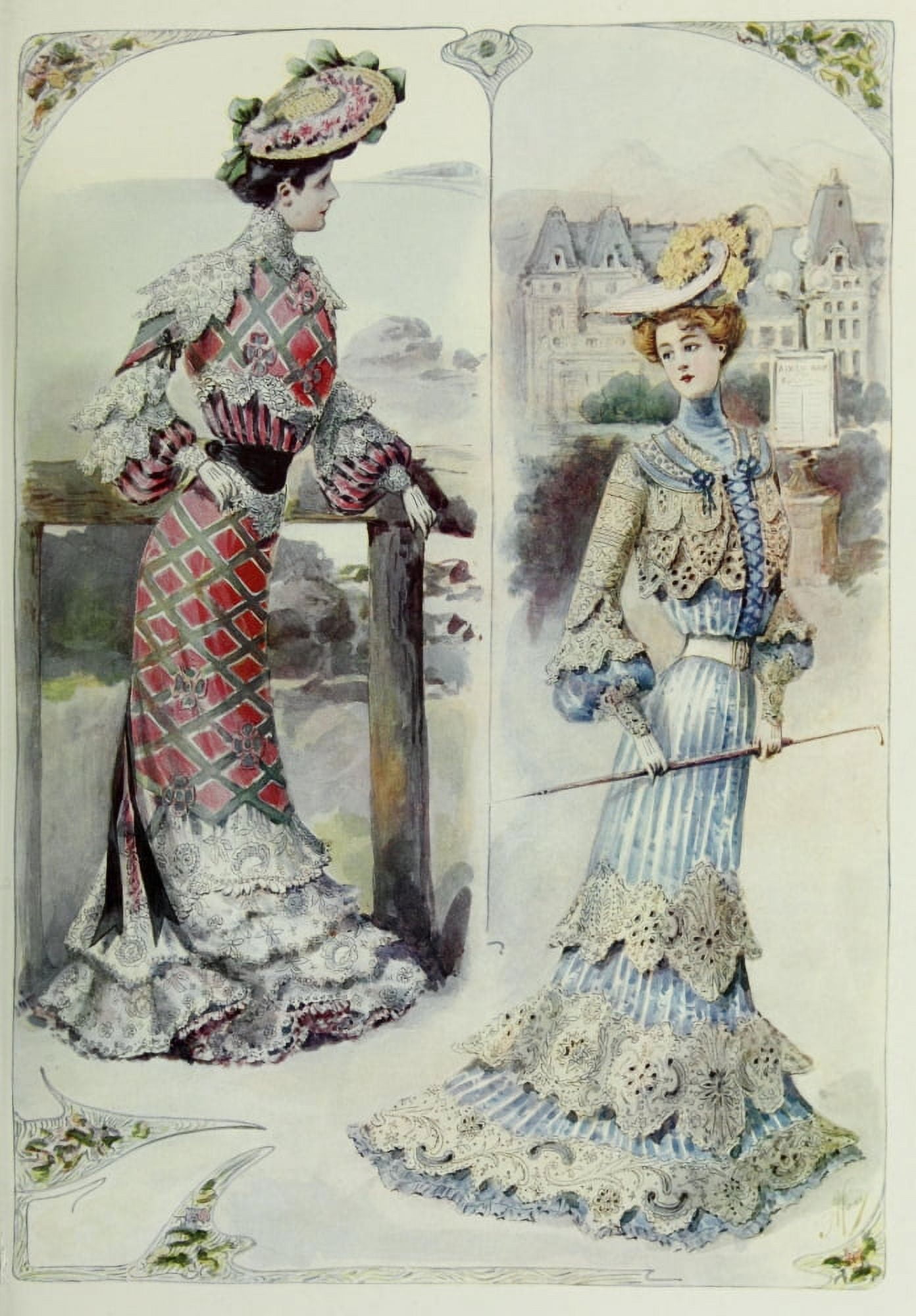 Latest Paris Fashions 1877 Toilettes de Plage 2 Canvas Art - Unknown (18 x 24)