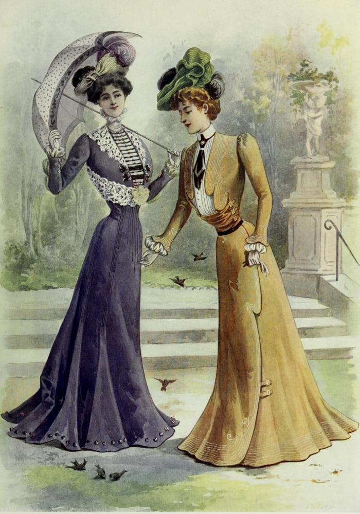 Latest Paris Fashions 1877 Toilettes de Printemps 3 Canvas Art - Unknown (24 x 36)