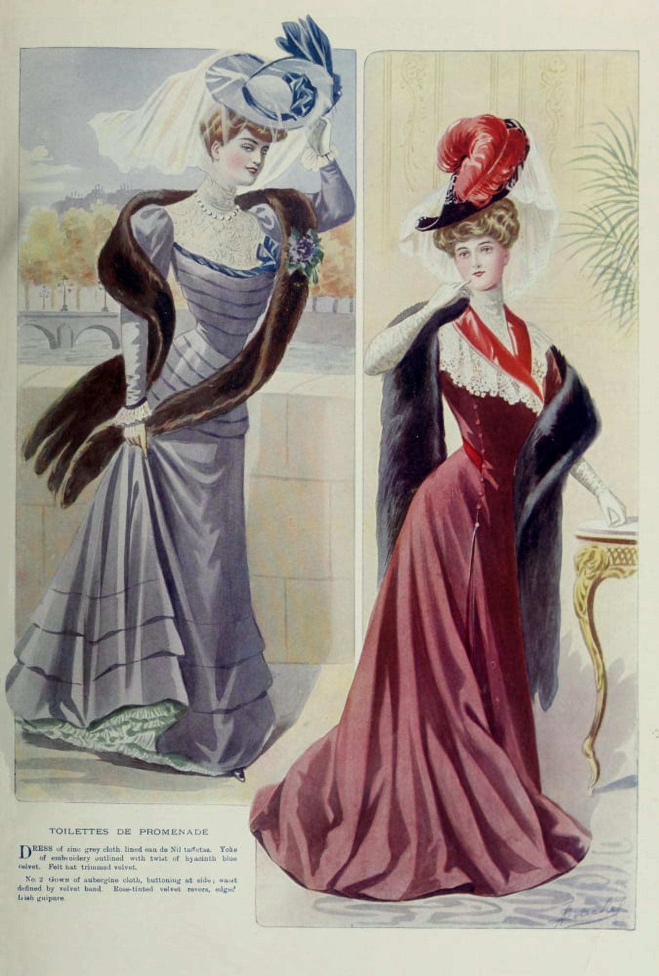 Latest Paris Fashions 1877 Toilettes de Promenade Canvas Art - Unknown (24 x 36)