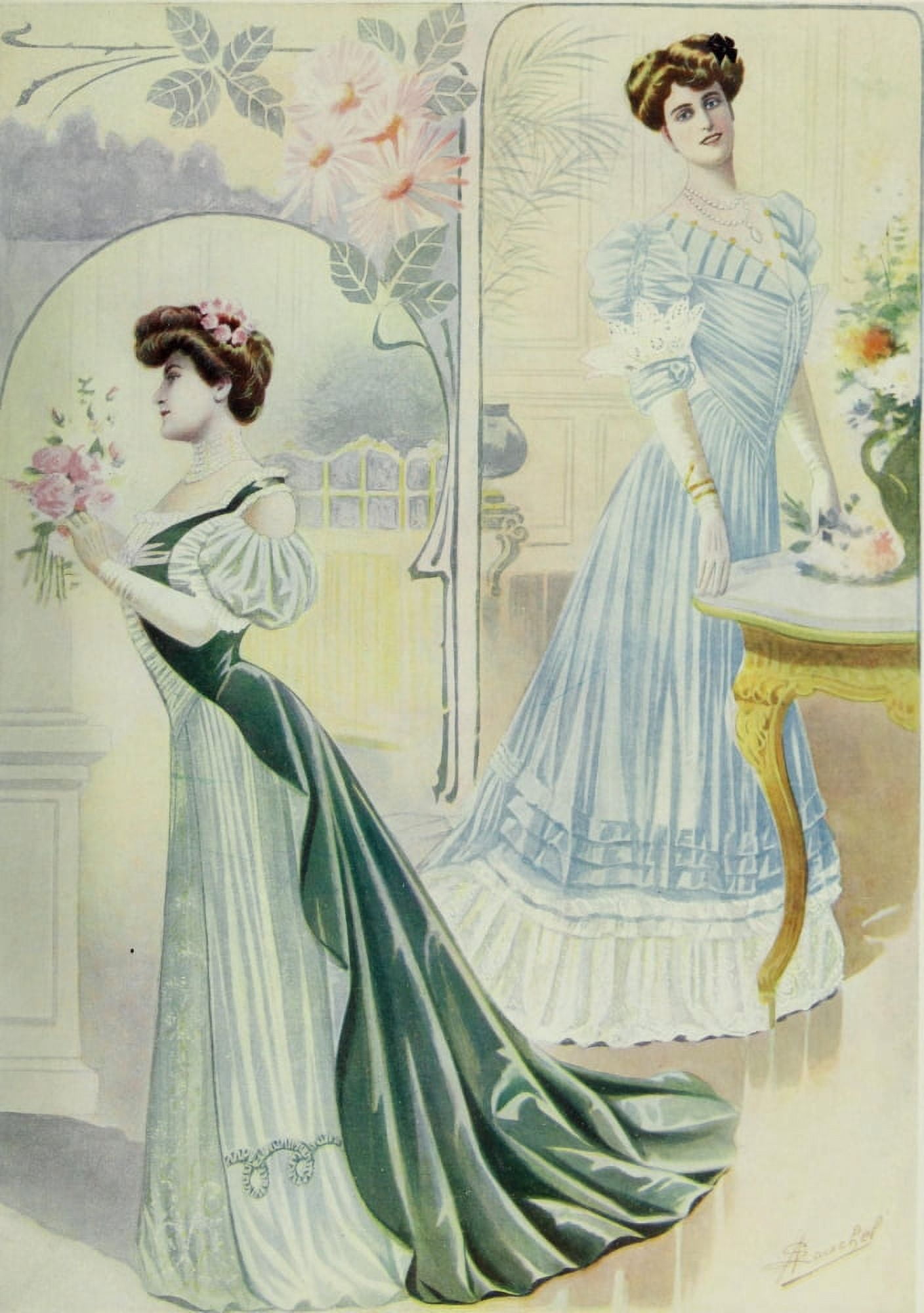 Latest Paris Fashions 1877 Toilettes de Reception 1 Canvas Art - Unknown (18 x 24)
