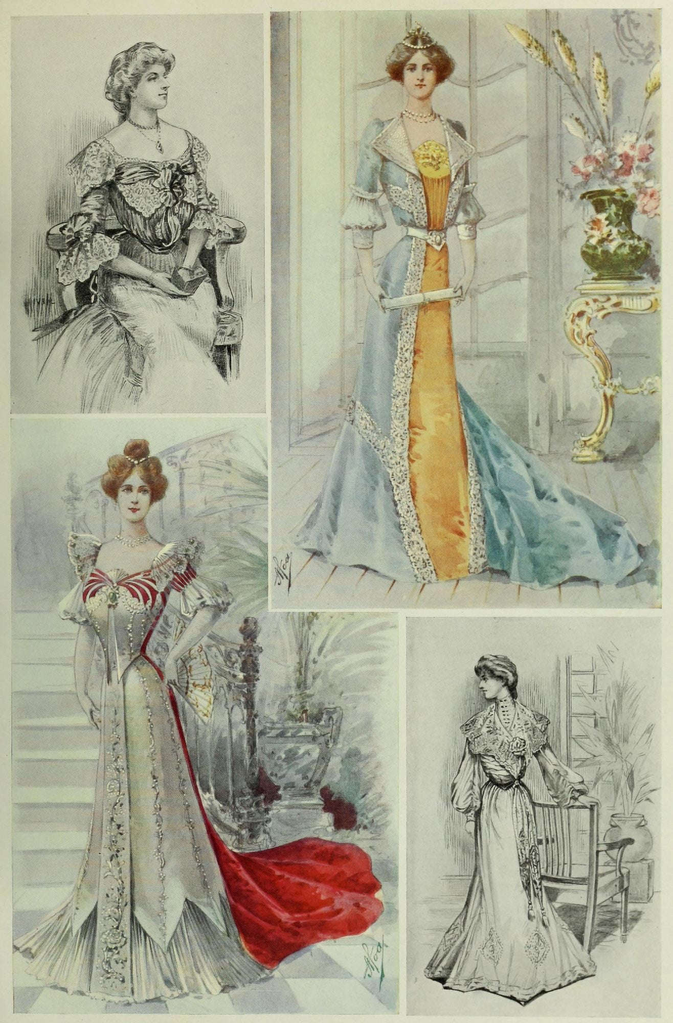 Latest Paris Fashions 1877 Toilettes de Reception 2 Canvas Art - Unknown (18 x 24)