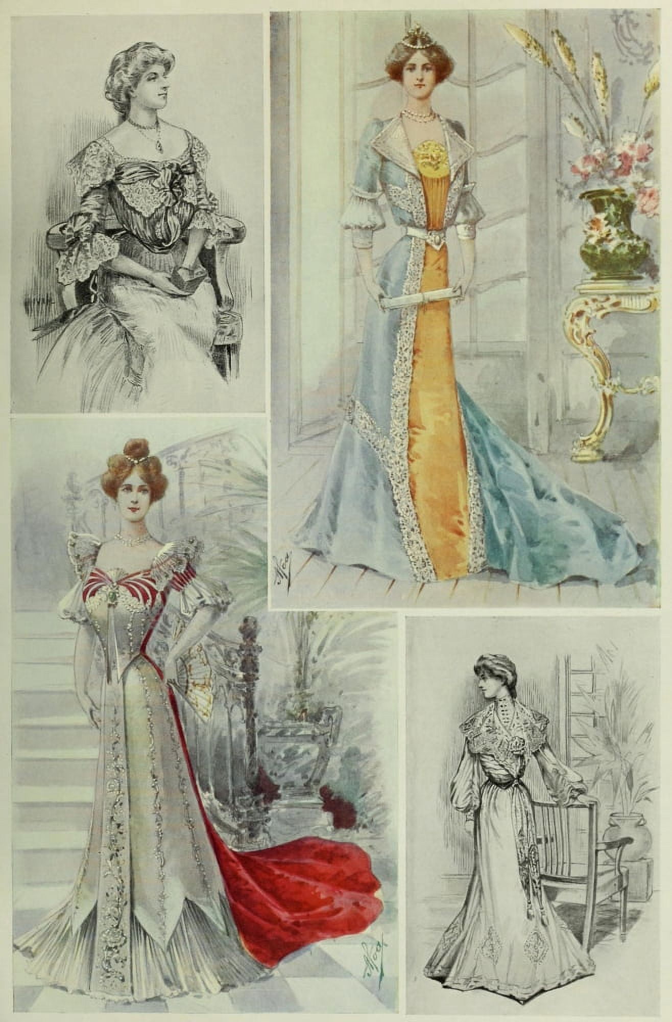 Latest Paris Fashions 1877 Toilettes de Reception 2 Canvas Art - Unknown (24 x 36)