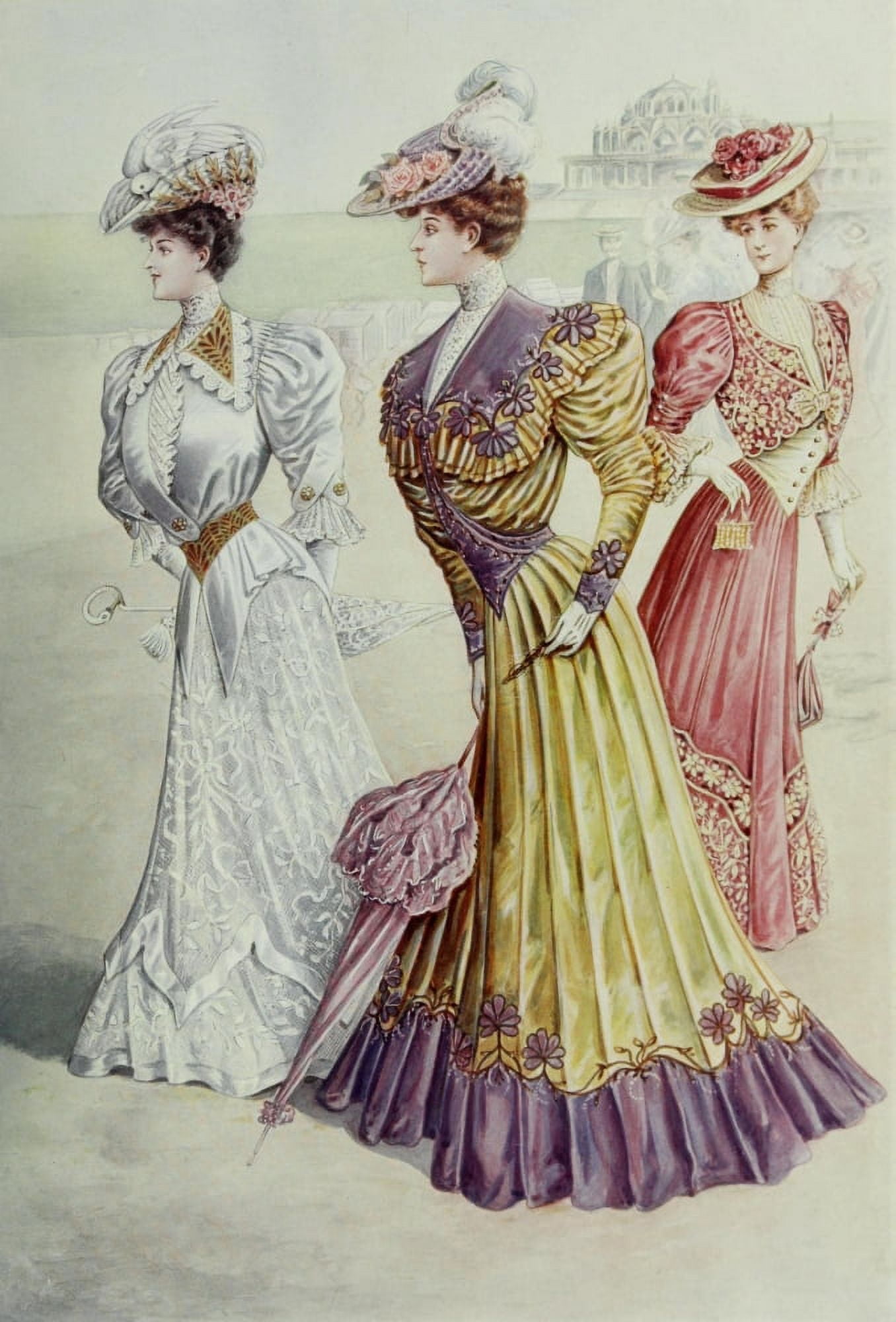 Latest Paris Fashions 1877 Toilettes de Trouville Canvas Art - Unknown (24 x 36)