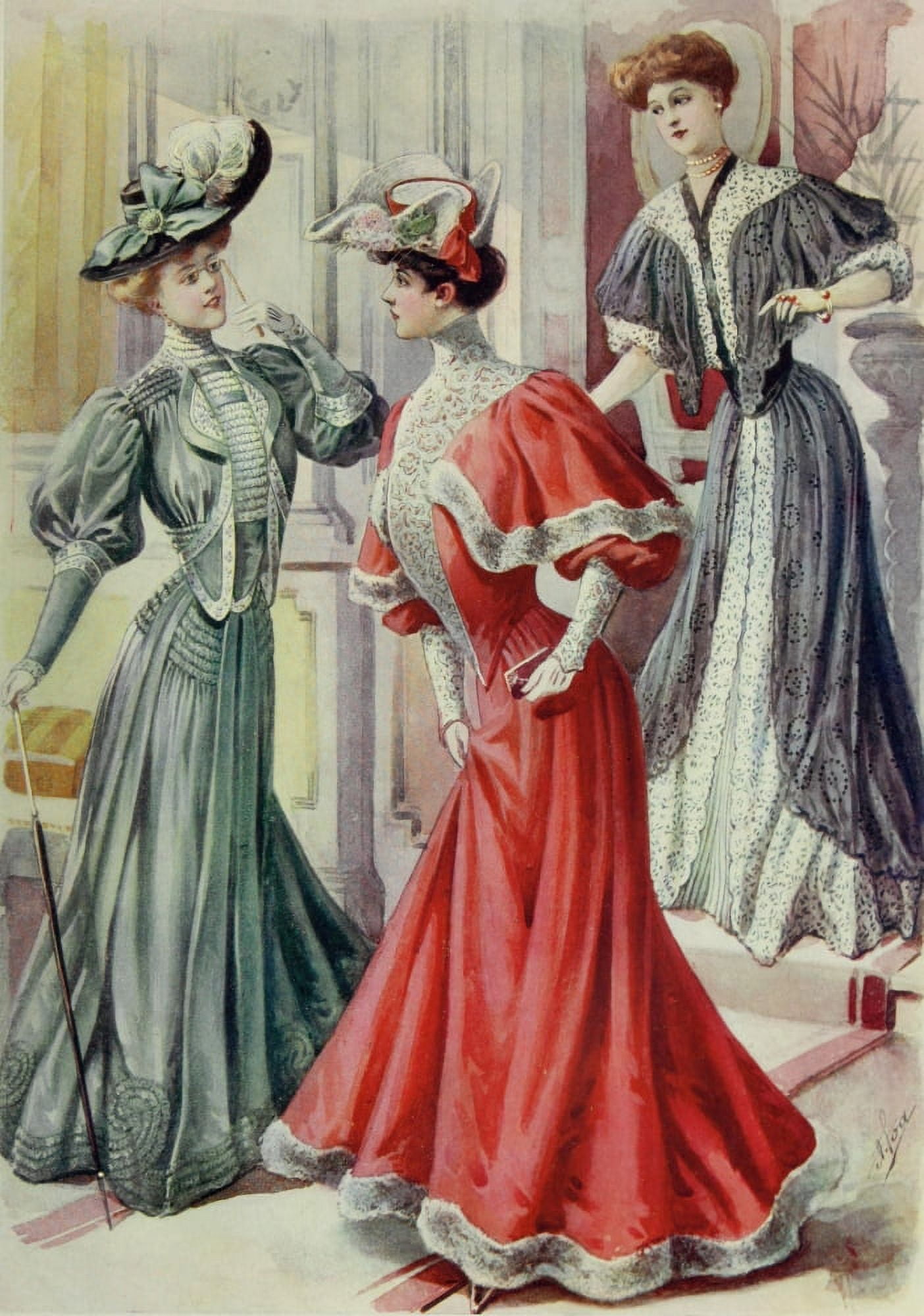 Latest Paris Fashions 1877 Toilettes de Visite 1 Canvas Art - Unknown (18 x 24)