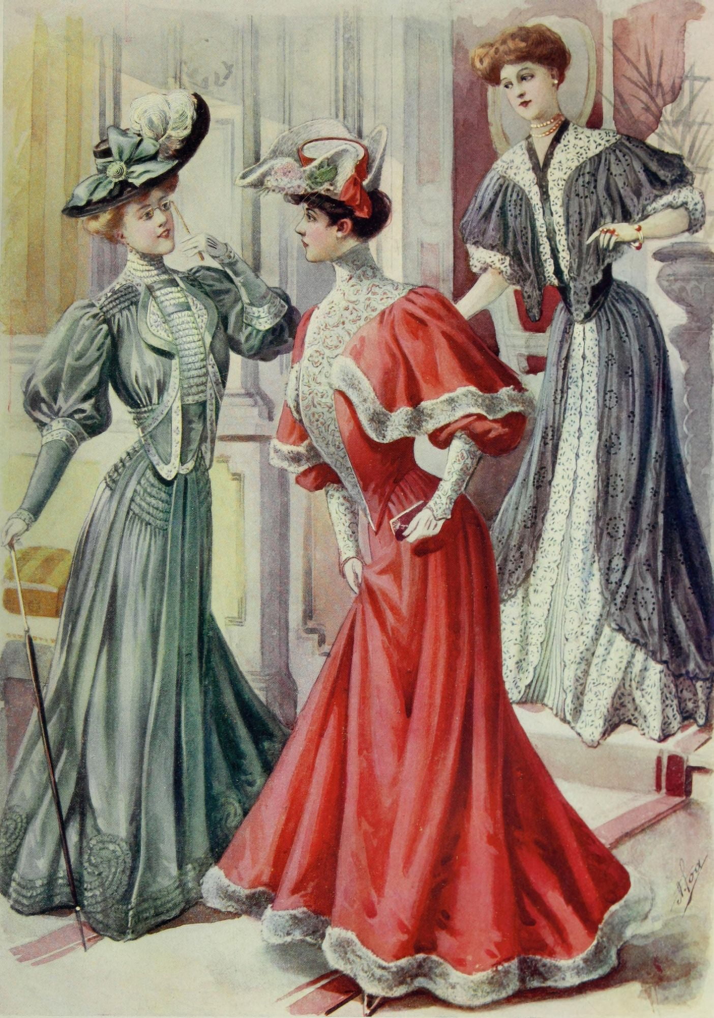 Latest Paris Fashions 1877 Toilettes de Visite 1 Canvas Art - Unknown (24 x 36)