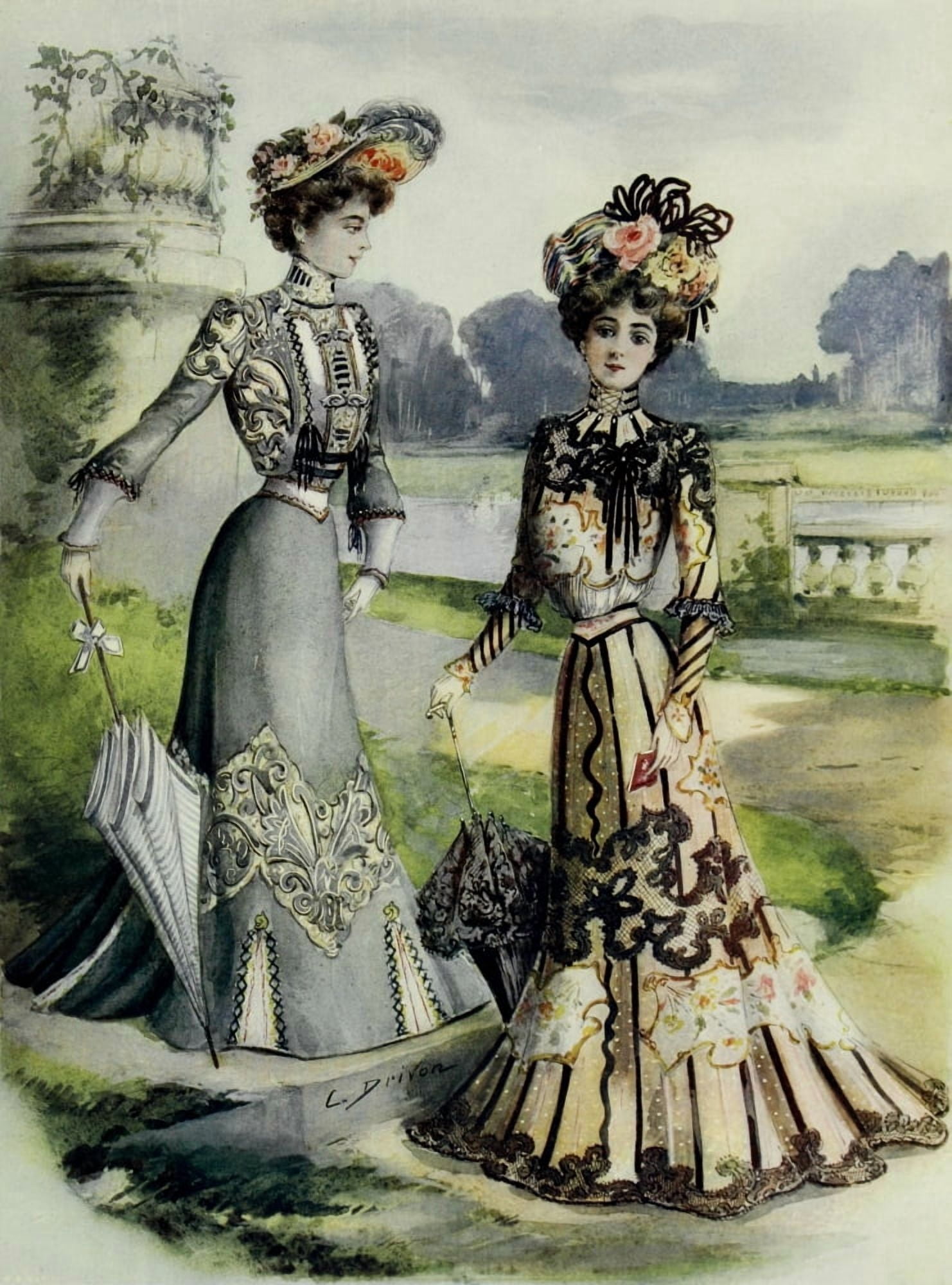 Latest Paris Fashions 1877 Toilettes de Visite 2 Canvas Art - Unknown (24 x 36)