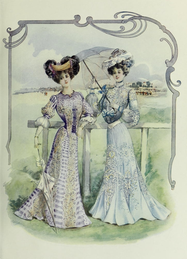 Latest Paris Fashions 1877 Toilettes des Courses Canvas Art - Unknown (18 x 24)