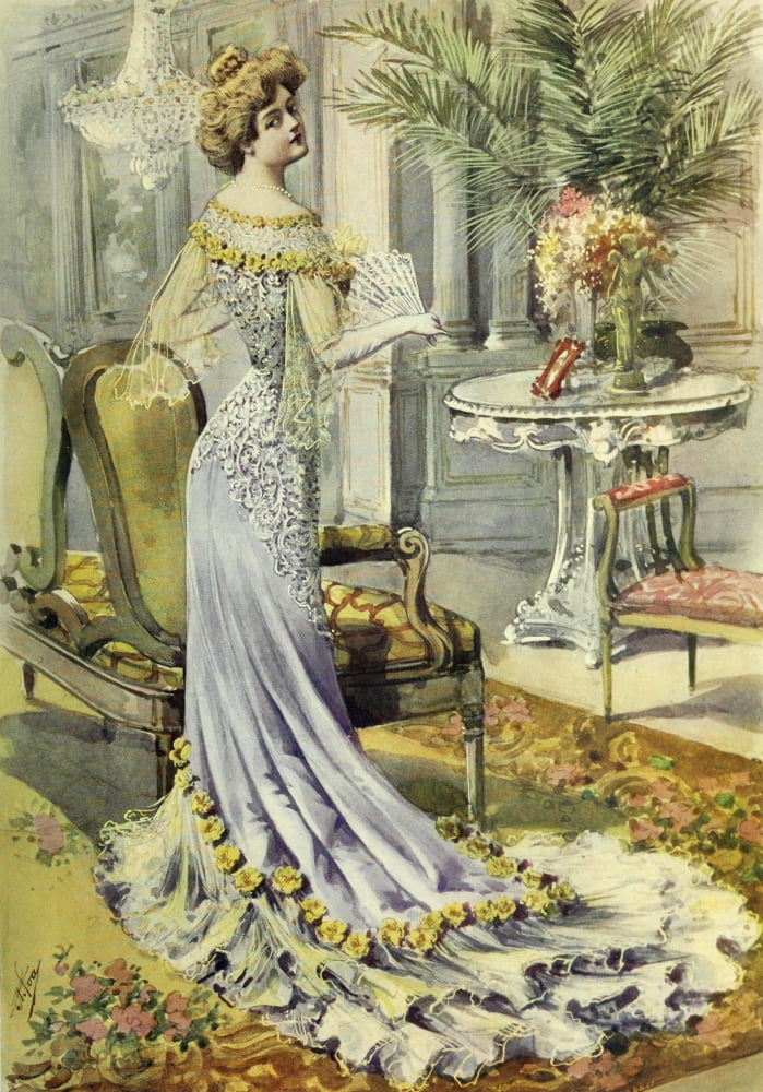 Latest Paris Fashions 1895 Toilette de Reception Canvas Art - Unknown (18 x 24)