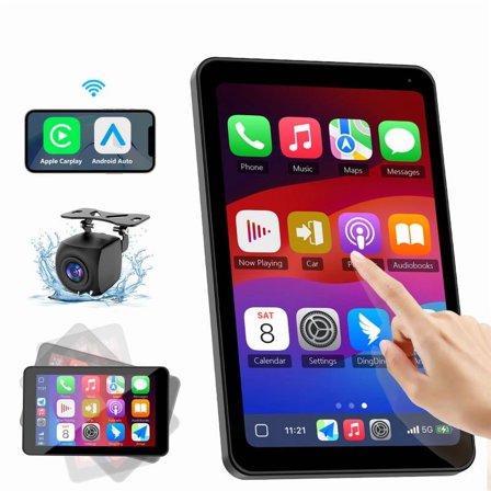 Latest Portable Carplay Screen for Any Car, 7 Inch IPS Touchscreen Car Stereo with Landscape and Portrait Orientation Update Function, Supports Wireless Carplay and Android Auto DealsforYouDays