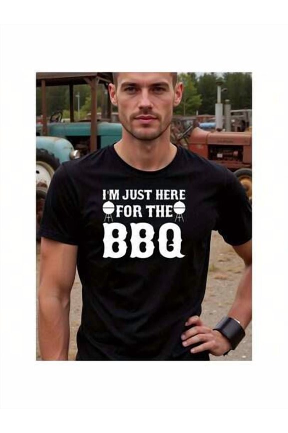 Latest Products Natee Local Warehouse Permission Bbq Enthusiast's Tee: I'm Just Here For The Bbq Funny T-Shirt, Cotton Fabric,Crew Neck,Short Sleeve,Regular Fi