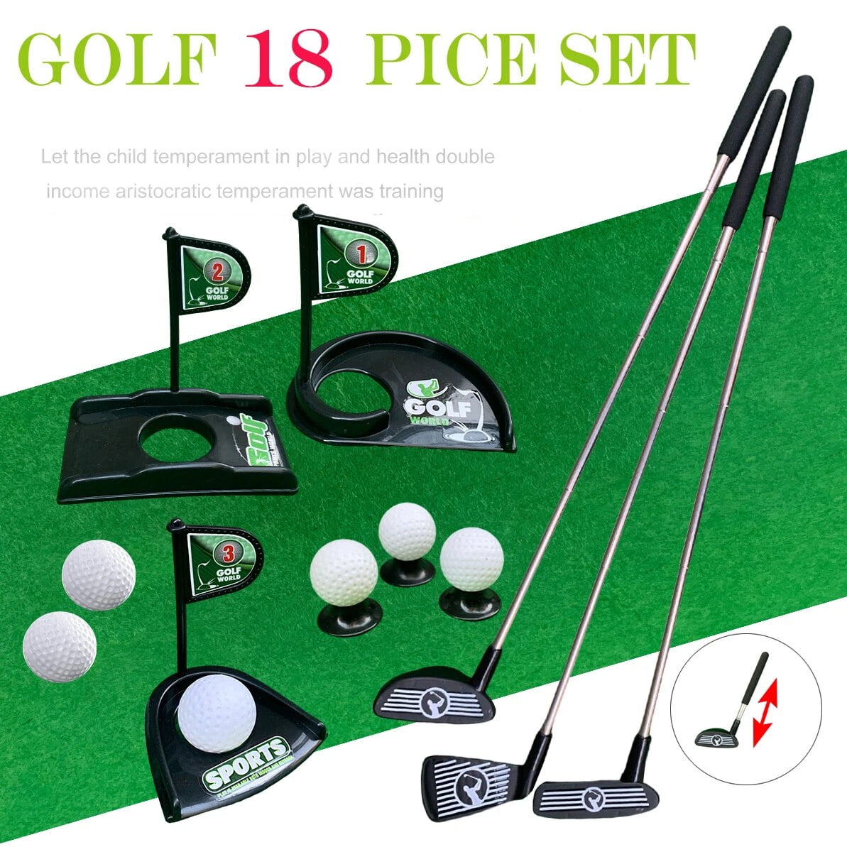 Latest Retractable Alloy Children's Golf Toy Play Set For Kids Toddlers