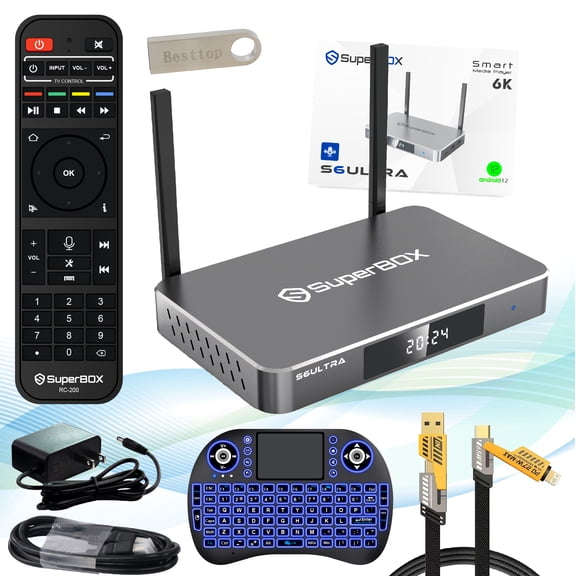 Latest Samrt TV Box S6 Ultra 2025 Fully Loaded, Built-in Voice Control System, Poweful S-uperbox S6ultra 4G RAM+128G ROM Str-eaming M-dedia with Time Shift, Premium 6K,