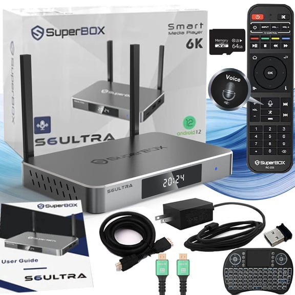 Latest SuperBox S6 Ultra 2025 Fully Loaded,4G+128G Powerful Smart Box,Time Shift, Parental Control Time,Superbox TV Box with Voice Remote Control,Easy Setup Guide
