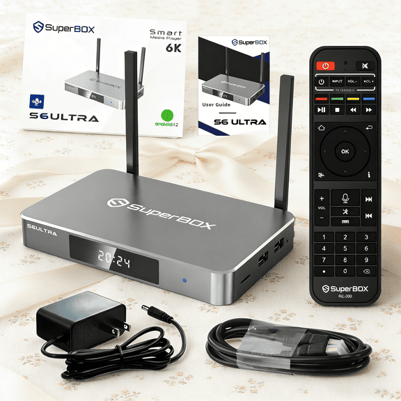 Latest SuperBox S6 Ultra Fully Loaded,2025 Newest Pack,4G+128G Powerful Smart Box,Time Shift, Parental Control Time,Super Powerful TV Box with Voice Remote Control,Ideal for Home