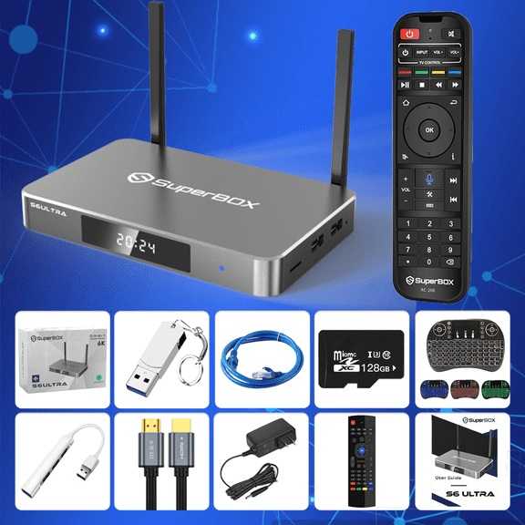 Latest SuperBox S6 Ultra Fully Loaded,4G+128G Powerful Smart Box,Time Shift, Parental Control Time,Super Powerful TV Box with Voice Remote Control,Ideal for Home