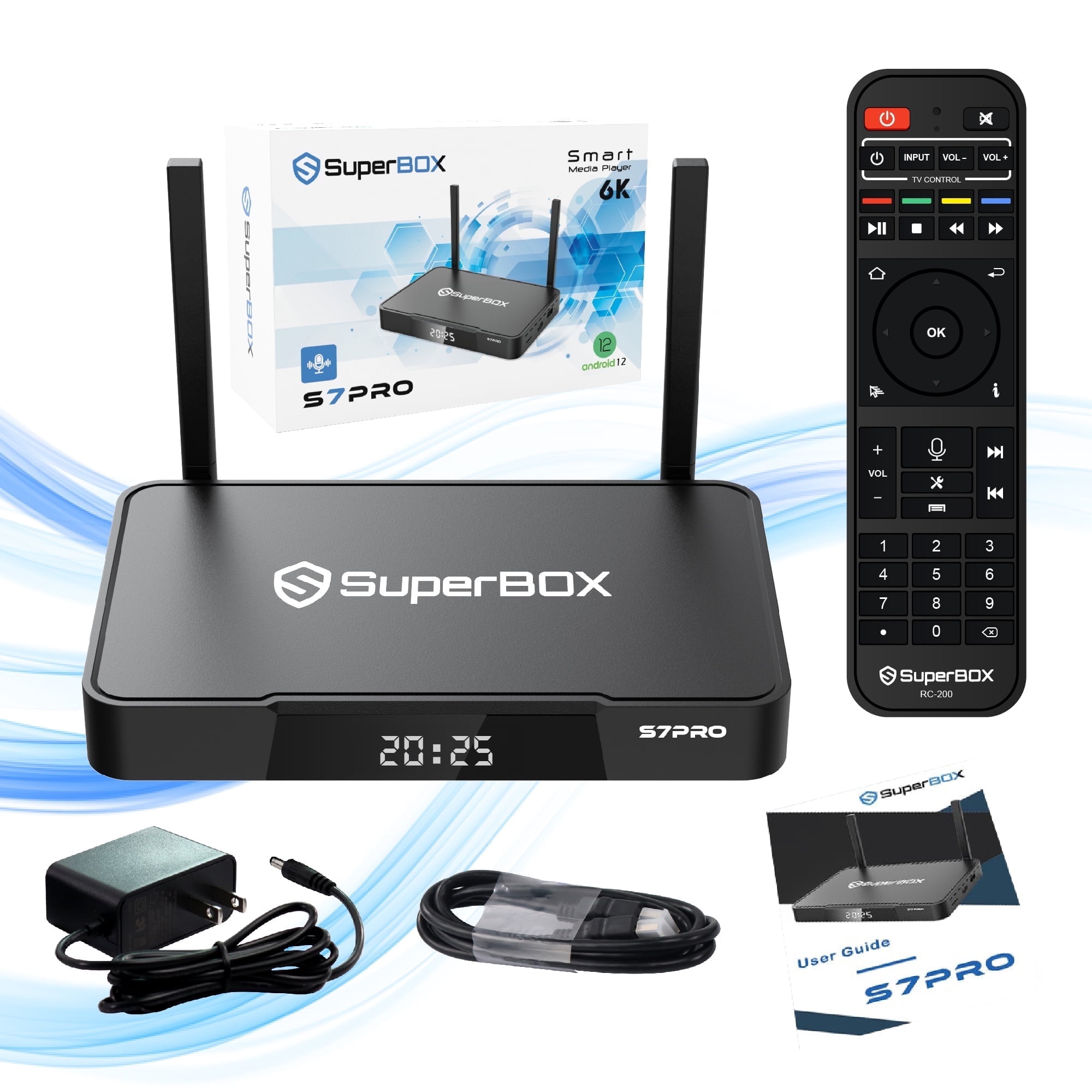 Latest SuperBox S7 Pro 2026 Fully Loaded, 4GB RAM+32GB ROM for Family Entertainment, Super Box Spro 6K Smart TV Box with Voice Remote, Time Shift & Parental Controls