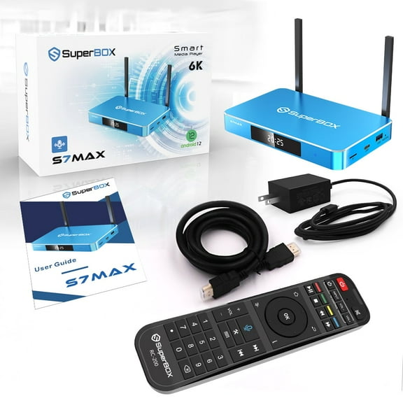 Latest SuperBox S7 Max 2026 Fully Loaded, 4GB RAM+64GB ROM for Family Entertainment, Super Box S7Max 6K Smart TV Box with Voice Remote, Time Shift & Parental Controls