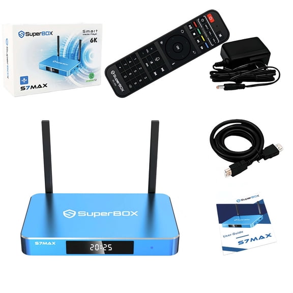 Latest SuperBox S7 Max 2026 Fully Loaded | 6k HD Smart TV Box | Time-shift | Parental Control Time | Voice Remote Control | 4GB+64GB for Family Entertainment | Lifetime Free Access