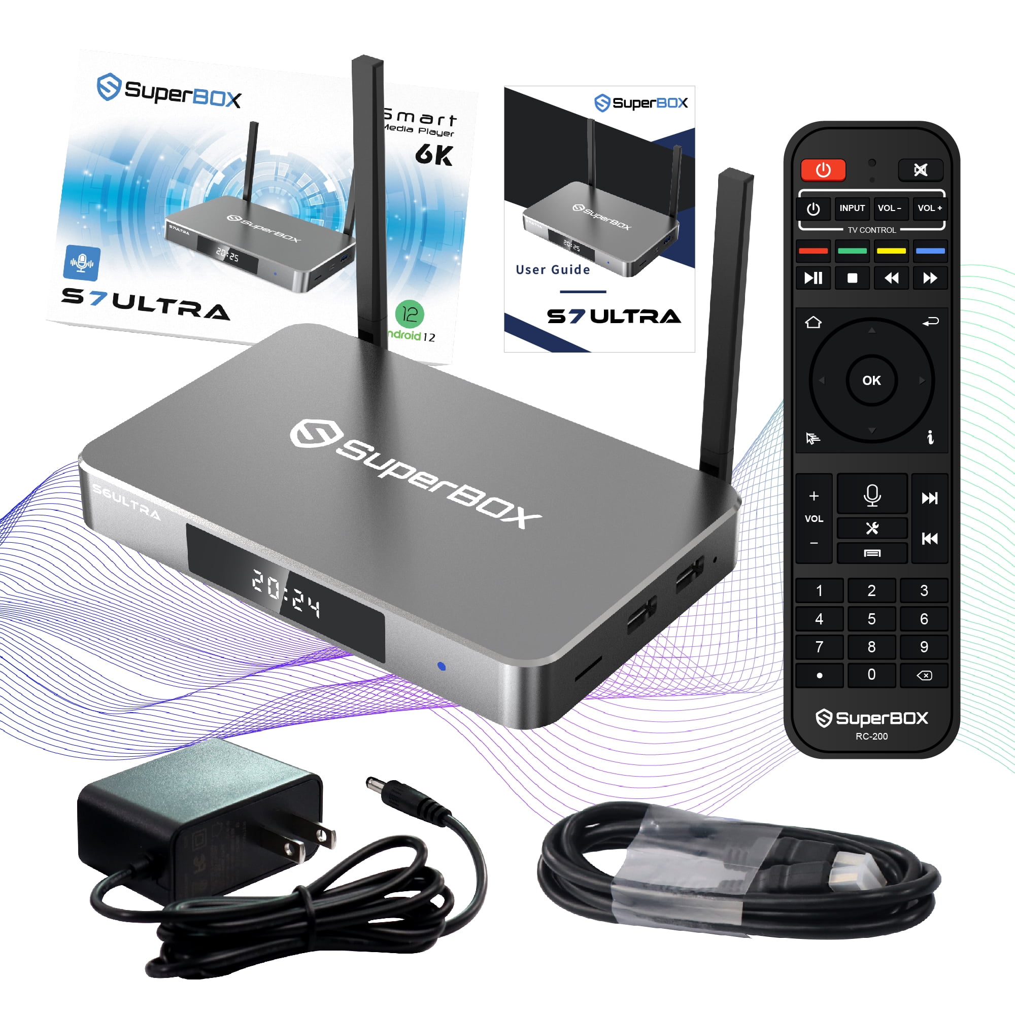Latest SuperBox S7 Ultra 2026 Fully Loaded, 4GB RAM+128GB ROM, Super Box S7ultra Smart TV Box with Voice Remote, 2T2R Dual Band Wifi, Easy Setup Guide & Phone Support by Authorised Seller