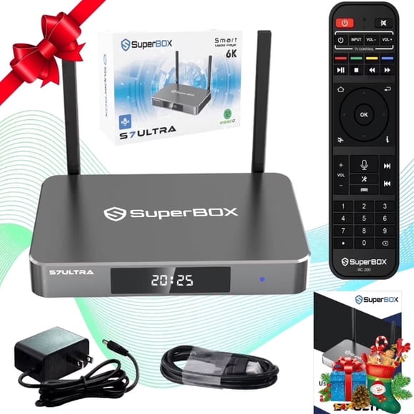 Latest SuperBox S7 Ultra 2026 Fully Loaded Stre-ming Med-a Player, 4GB RAM+128GB ROM, Super Box S7Ultra 6K Ultra HD Smart TV Box with 2T2R, 7-day Time Shift ,Voice Remote, Parental Controls