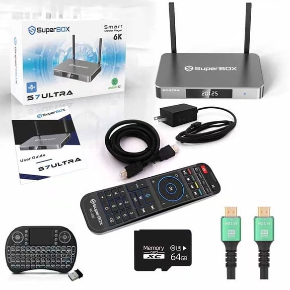 Latest SuperBox S7 Ultra 2026 Fully Loaded TV Box, 4GB RAM+64GB ROM for Family Entertainment, Super Box S7ultra 6K Smart TV Box with Voice Remote, Time Shift & Parental Controls