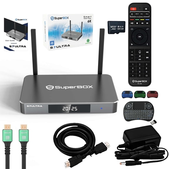 Superbox S7 Ultra 2026 Fully Loaded, Newest Powerful Smart TV Box with Voice Remote Control, Android 12 TV Box, 4GB RAM, 128GB Storage