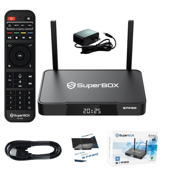 Latest SuperBox S7Pro Fully Loaded,4G+32G Powerful Smart Box,7-Days Time Shift, Parental Control Time,with Voice Remote Control,Perfect for Family