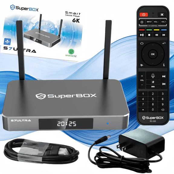Latest SuperBox S7Ultra Fully Loaded with Built-in Voice Control System | 4GB RAM | 128GB Storage | 6K Ultra HD Movies &Broadcasts | Time Shift | Parental Control | S6Ultra 2025 Upgraded