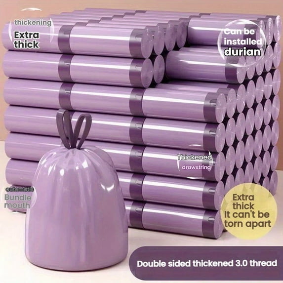 Latest Top-100 Drawstring Purple Garbage Bag | High Quality Plastic Garbage Bag | Suitable for Kitchen Bathroom Bedroom Living Room | Household Color Garbage Bag - Portable Garbage Bag