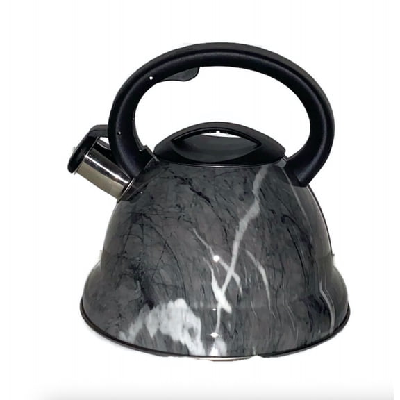 Latest Whistling Kitchen Kettle 3.4 Qt. for Electric, Ceramic, Induction, Halogen ovens Modern Chic Kitchen Style Marble Granite modern design Loud Whistle - 3.2L (Grey)