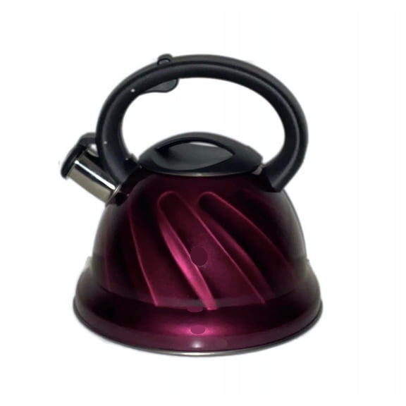 Latest Whistling Kitchen Kettle 3.4 Qt. for Electric, Ceramic, Induction, Halogen ovens Modern Chic Kitchen Style modern design Loud Whistle - 3.2L (Maroon)