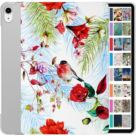 Latest iPad 10.9 Inch 2022 10 Gen [ 10th Generation ] A2696 A2757 A2777 MPQ13LL/A MPQ33LL/A MPQ03LL/A MPQ23LL/A MPQ93LL/A MPQC3LL/A MPQ83LL/A MPQA3LL/A Printed Hard Shell Stand Cover - Birds & Flowers