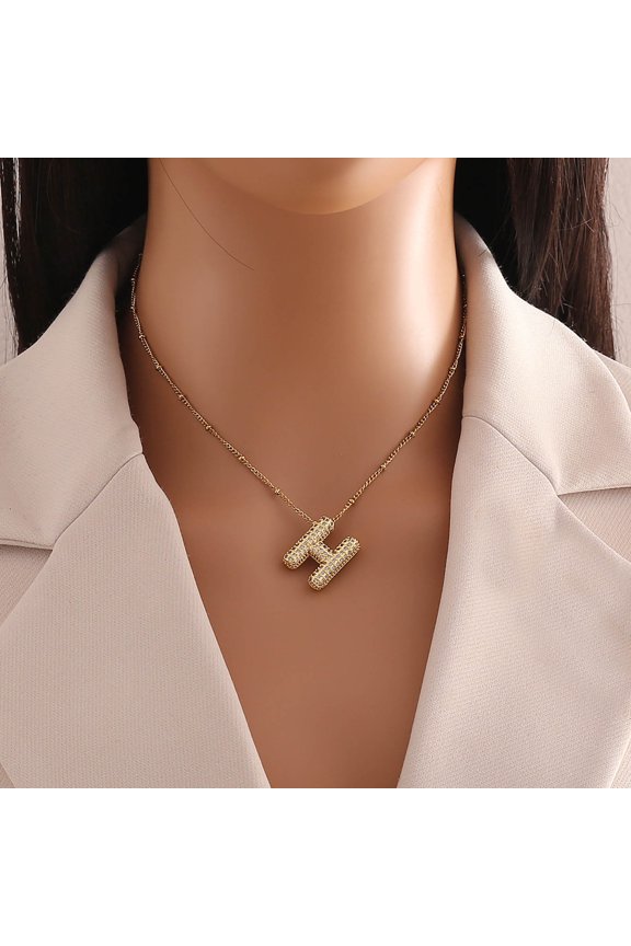 Dainty Necklace A Z Bubble Letter Necklace Gold Balloon Initial Necklaces Rhinestone Letter Pendant Necklaces For Women Trendy