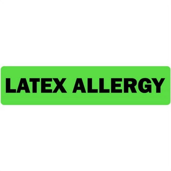 Latex Allergy Labels - Bright Fluorescent Green - Optimal Visibility, Durable and Easy to Apply