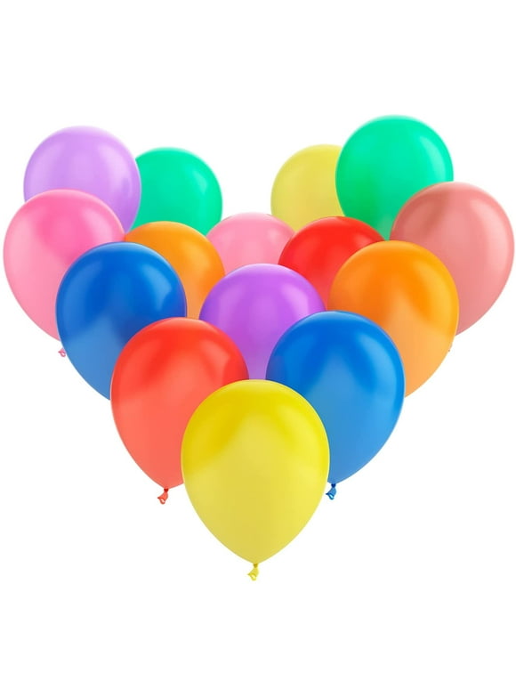 Latex Balloons, 100-Pack, 10-Inch, Bulk Assortment Balloons, Multi Colors, Pink, Red, Mermaid Green, Purple, Yellow, Orange, Blue