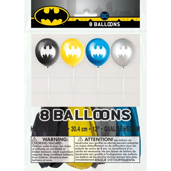 Latex Batman Birthday Balloons, Assorted, 12in, 8ct