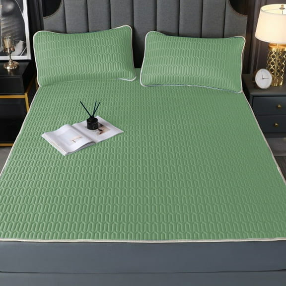 Latex Bed Sheets Natural Emulsion Mattress Topper Set 18.89x29.13" Sheet with 2 Pillowcases Breathable Responsive Support Green Options(3Pcs) NCHKUN