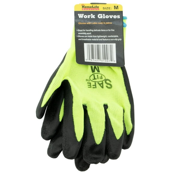 Latex Coated Work Gloves, Medium Yellow