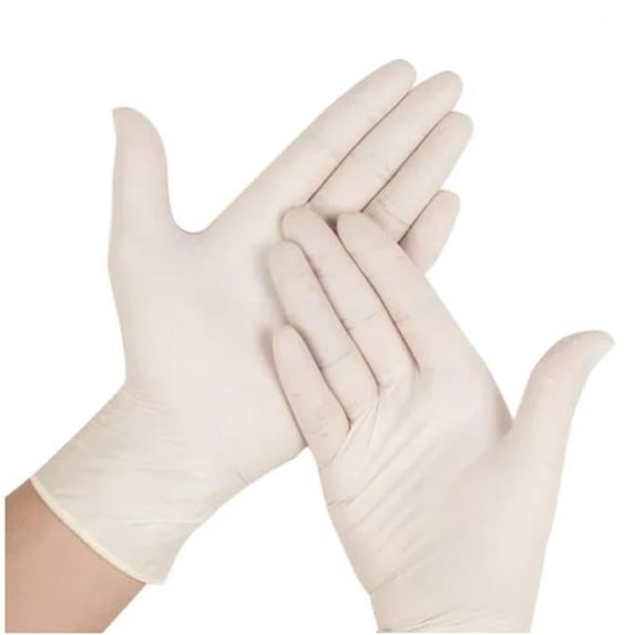 Latex Disposable Powdered Free Gloves, White - Medium - Pack of 100
