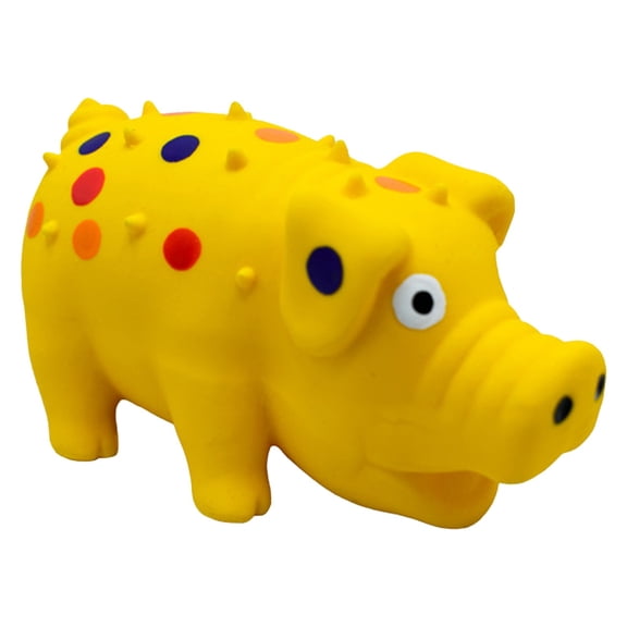 Latex Dog Toy Squeaking Pig, 3.9x2 Inch Indoor Outdoor Chase, Sound Making Grunting Squeaker Toy for Dog Separation Anxiety, Yellow, YDYB