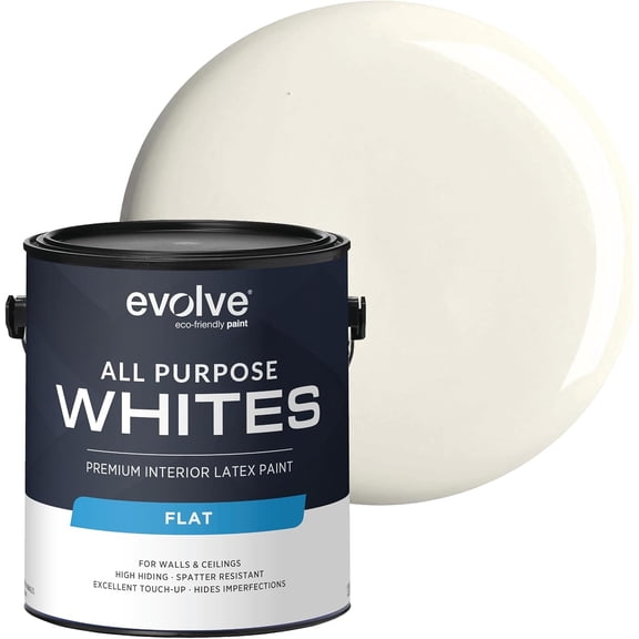 Evolve All-Purpose White Paint, Latex Flat Interior Paint for Walls and Ceilings, Alabaster, 1 Gallon