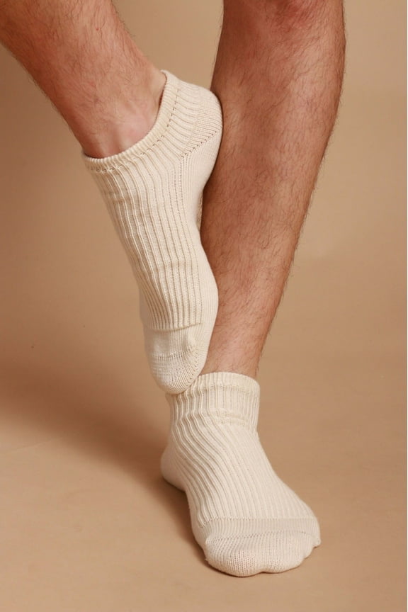 Latex-Free 100% Organic Cotton Ankle Socks (2 pairs /pack |Size: L | Color: Natural )