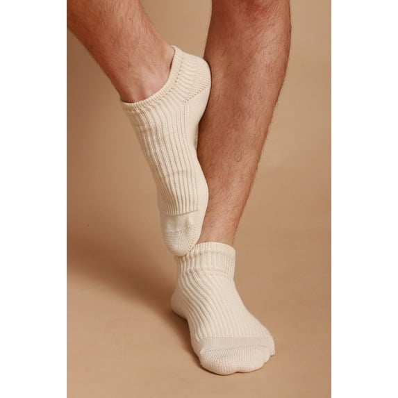 Latex-Free 100% Organic Cotton Ankle Socks (2 pairs /pack |Size: M | Color: Natural )