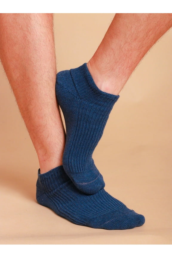 Latex-Free 100% Organic Cotton Ankle Socks (2 pairs /pack |Size: S | Color: Melange Blue )