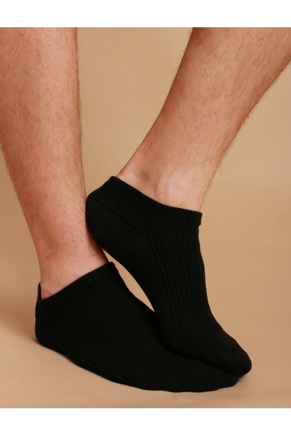 Latex-Free 100% Organic Cotton Ankle Socks (2 pairs /pack | Size: XL | Color: Black )